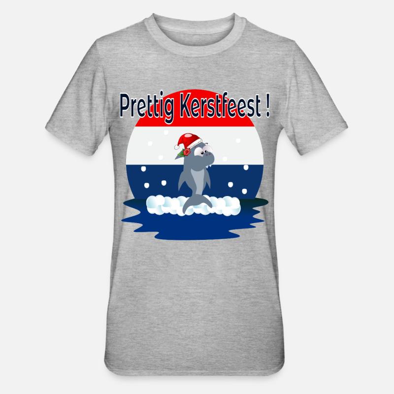 Joyeux Noël Requins - T-shirt polycoton Unisexe - gris chiné