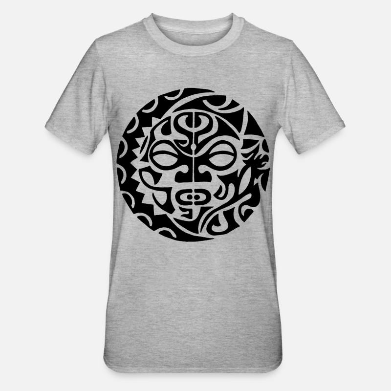 Crâne de Polynésie (noir) - T-shirt polycoton Unisexe - gris chiné