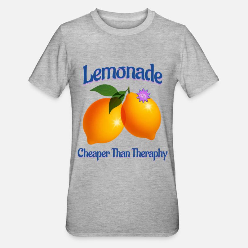 Lemonade Cheaper Than Theraphy Lemon Fruit - Unisex Polycotton T-Shirt - heather grey
