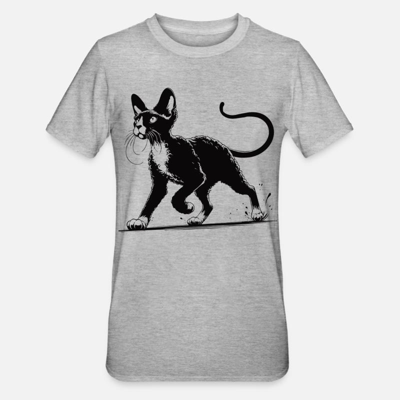 Devon Rex Design – Charmant et unique - T-shirt polycoton Unisexe - gris chiné
