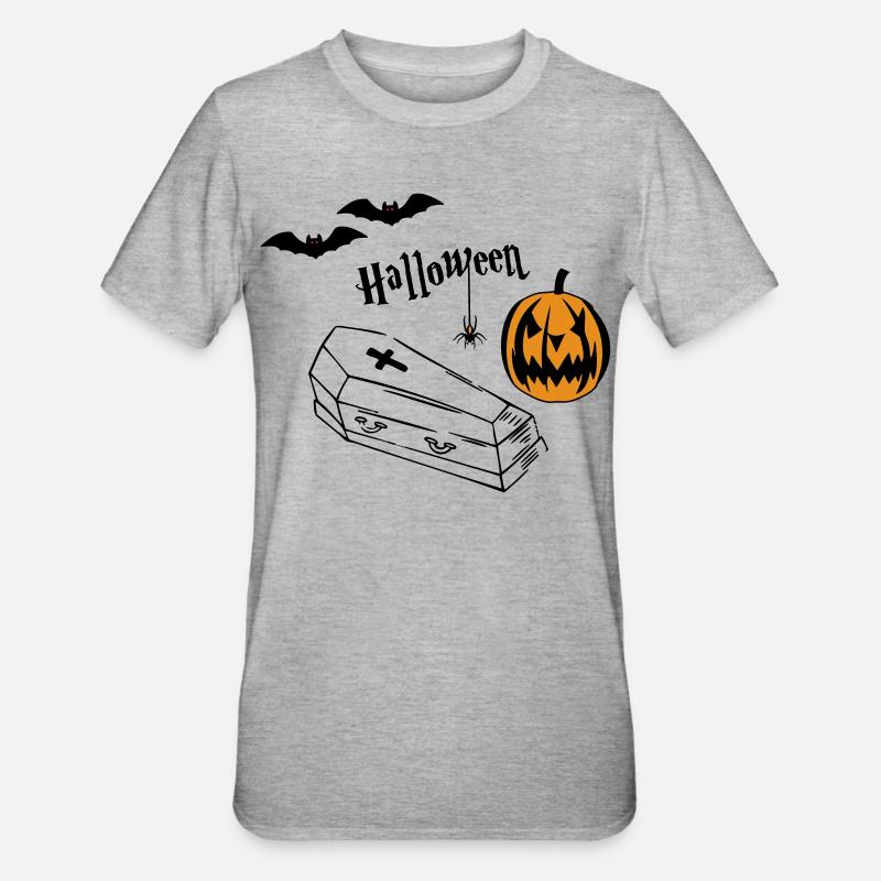 Halloween Kürbis Silhouette - Unisex Polycotton T-Shirt - Grau meliert
