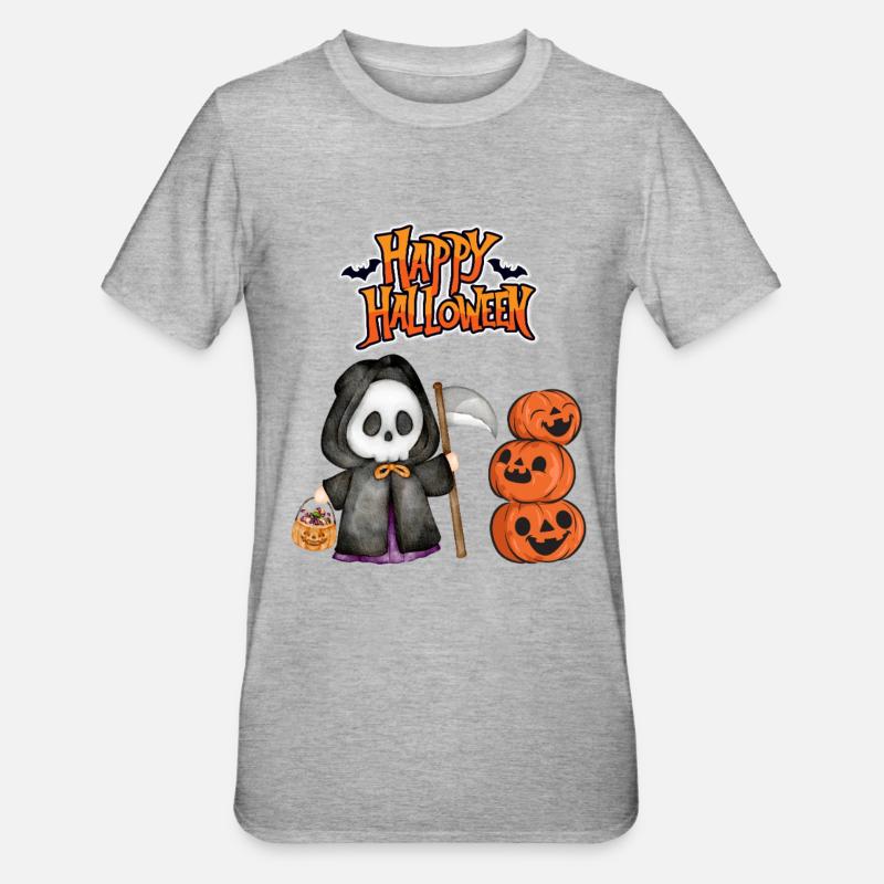 Joyeux Halloween Grim Reaper - T-shirt polycoton Unisexe - gris chiné