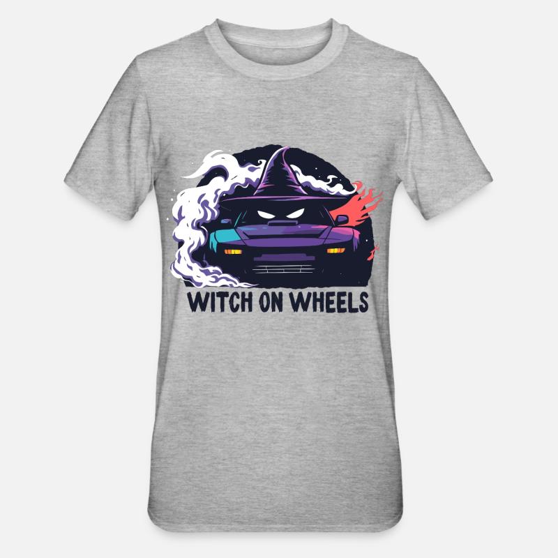 Sorcière sur roues Neon Ride - T-shirt polycoton Unisexe - gris chiné