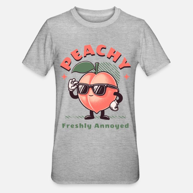Frucht Pfirsich Pfirsichblüte Süßes Obst - Unisex Polycotton T-Shirt - Grau meliert