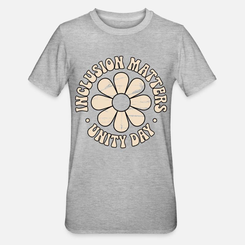 Message d’inclusion Fleurs rétro - T-shirt polycoton Unisexe - gris chiné