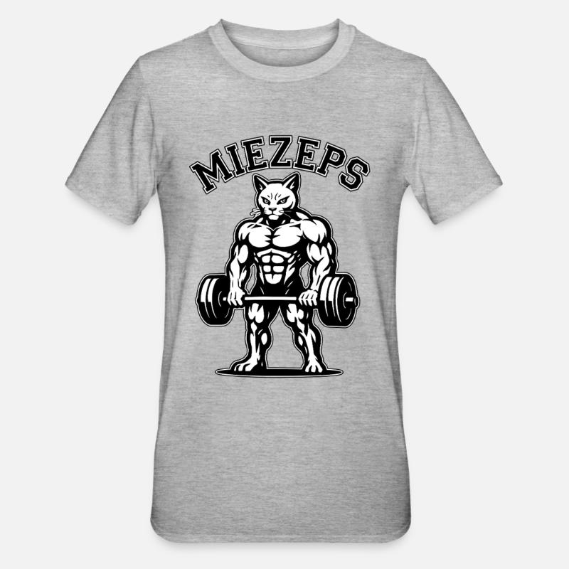 Kitty - Muscles endoloris - Chat - Dire - T-shirt polycoton Unisexe - gris chiné
