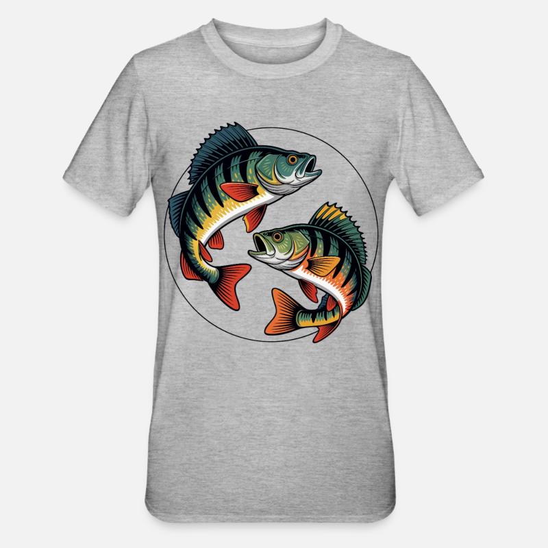 Zwei springende Barsche - Unisex Polycotton T-Shirt - Grau meliert