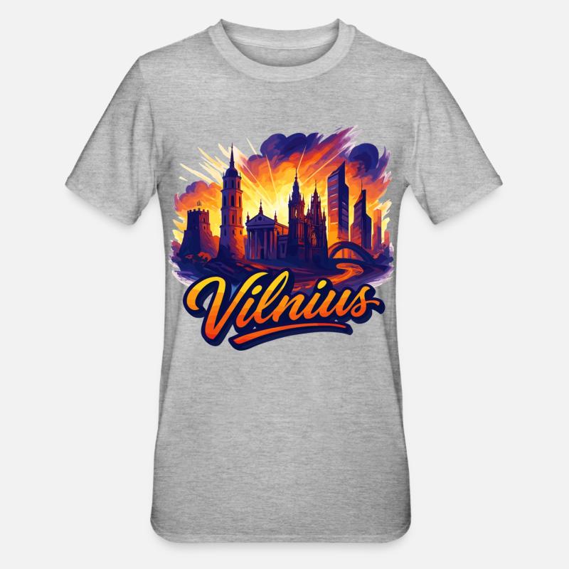 Vilnius Capitale Lituanie Baltique Cadeau - T-shirt polycoton Unisexe - gris chiné