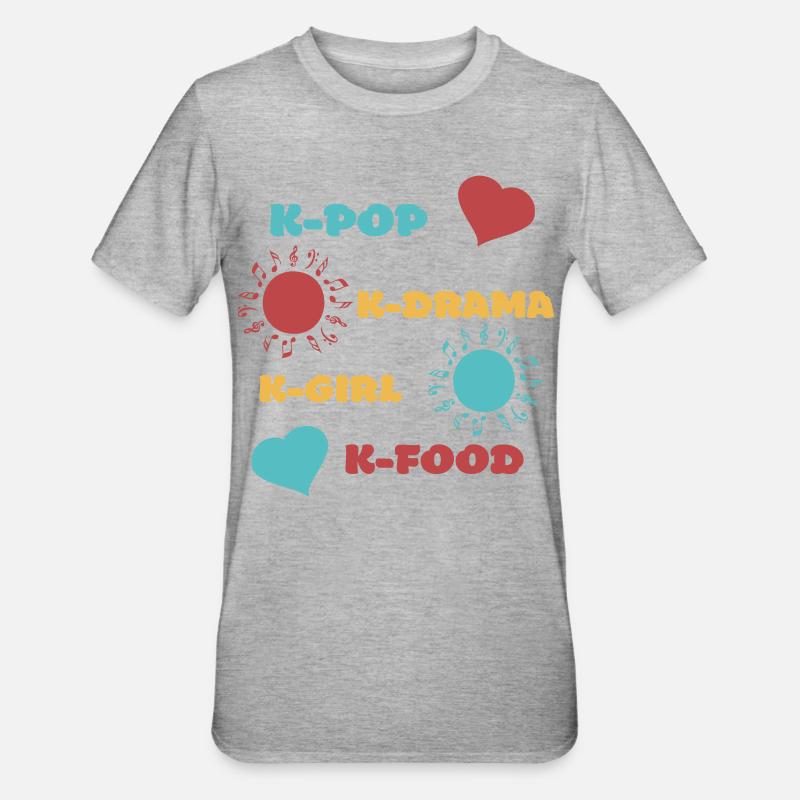 K-pop k-drama 3 couleurs custom - T-shirt polycoton Unisexe - gris chiné
