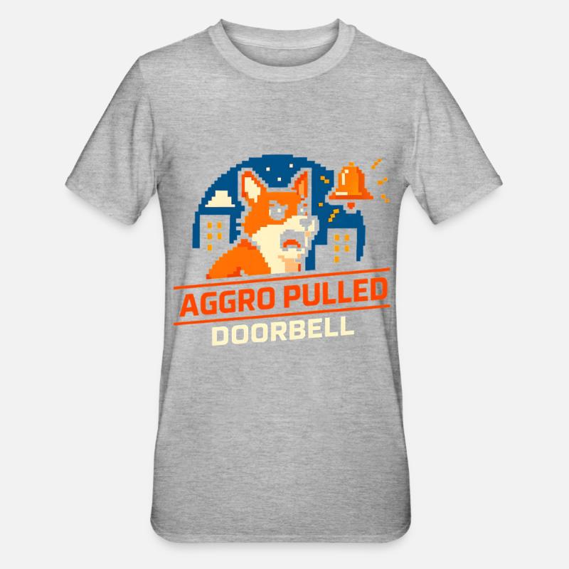 Aggro Drawn : Sonnette | Le chien aboie - T-shirt polycoton Unisexe - gris chiné