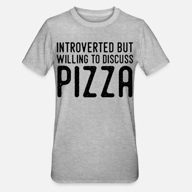 Introverti Mais Fan De Pizza - T-shirt polycoton Unisexe - gris chiné