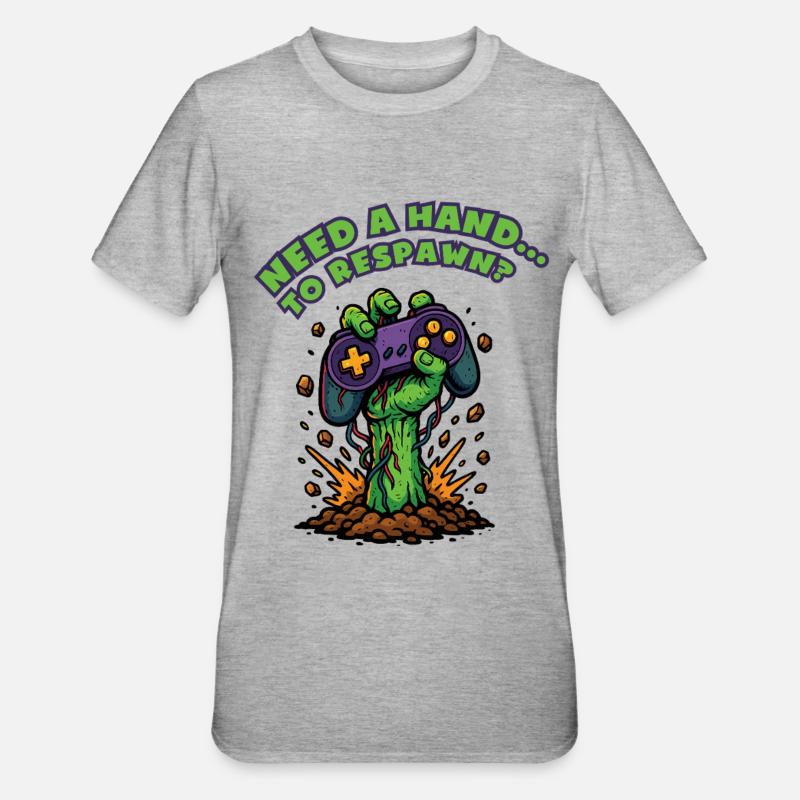 Zombie Hand Respawn Controller - Unisex Polycotton T-Shirt - heather grey
