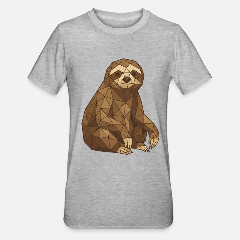 Geometric Sloth Low-Poly - Unisex Polycotton T-Shirt - heather grey