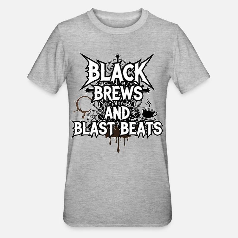 Black Brews and Blast Beats - Unisex Polycotton T-Shirt - heather grey