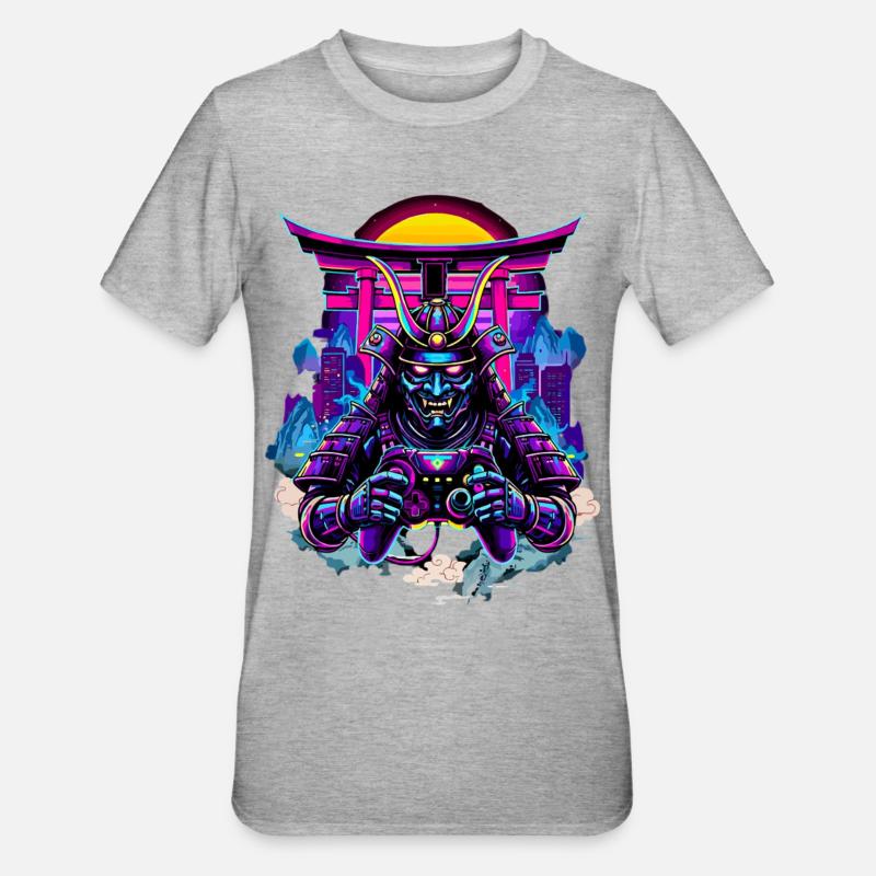 Samurai Mask gaming controller Sythwave gaming - Unisex Polycotton T-Shirt - heather grey