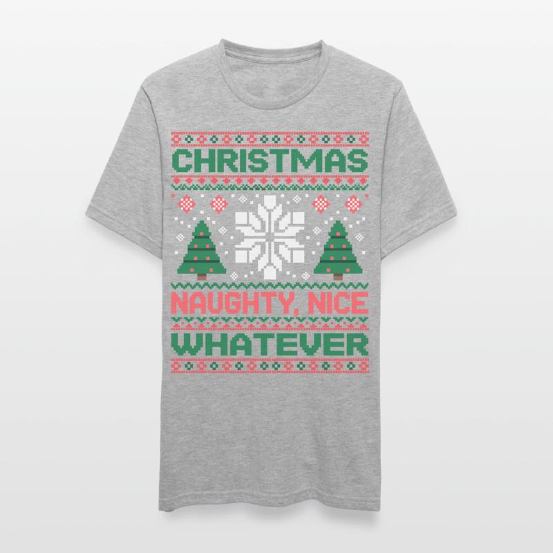 Weihnachts Pixel Sweat Naughty Nice Whatever Unisex Polycotton T-Shirt