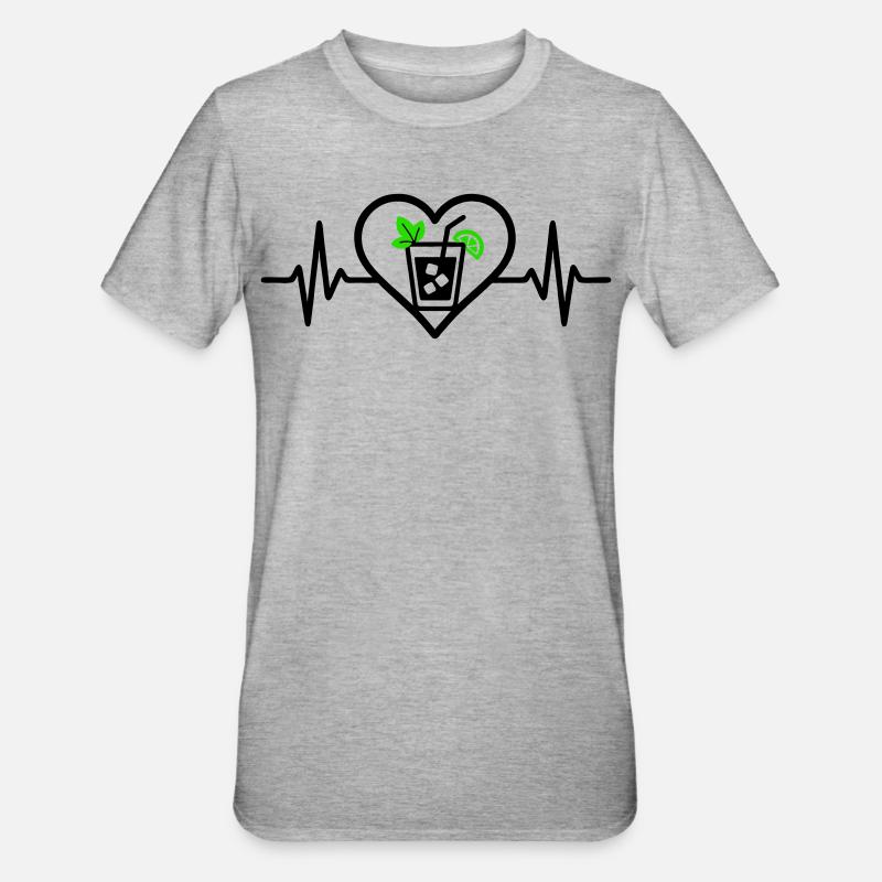 Mojito Herz Aperitif Cocktail - Unisex Polycotton T-Shirt - Grau meliert