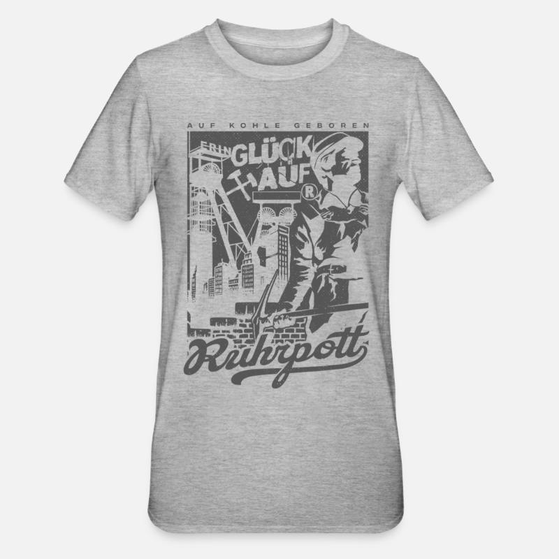 Mining Happiness on Retro Print - Unisex Polycotton T-Shirt - heather grey