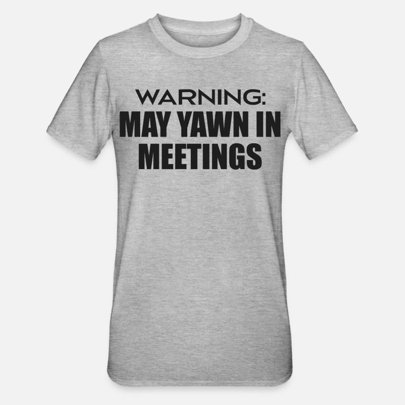 Attention Risque De Bâillement En Réunion - T-shirt polycoton Unisexe - gris chiné