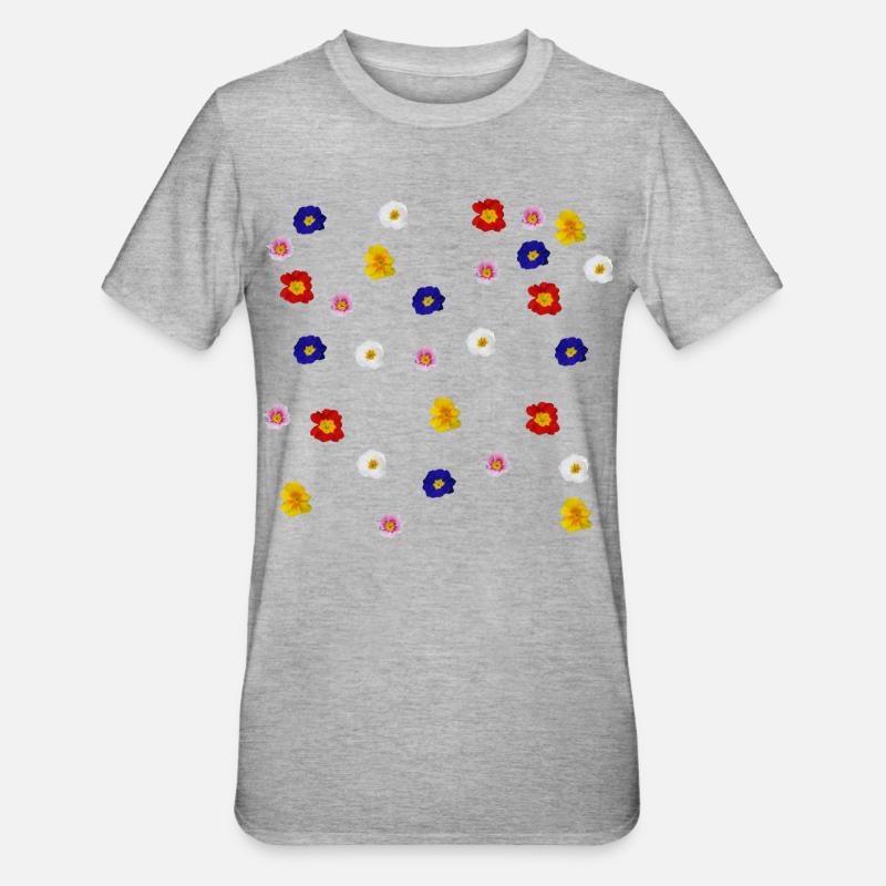 Primeln - Unisex Polycotton T-Shirt - Grau meliert