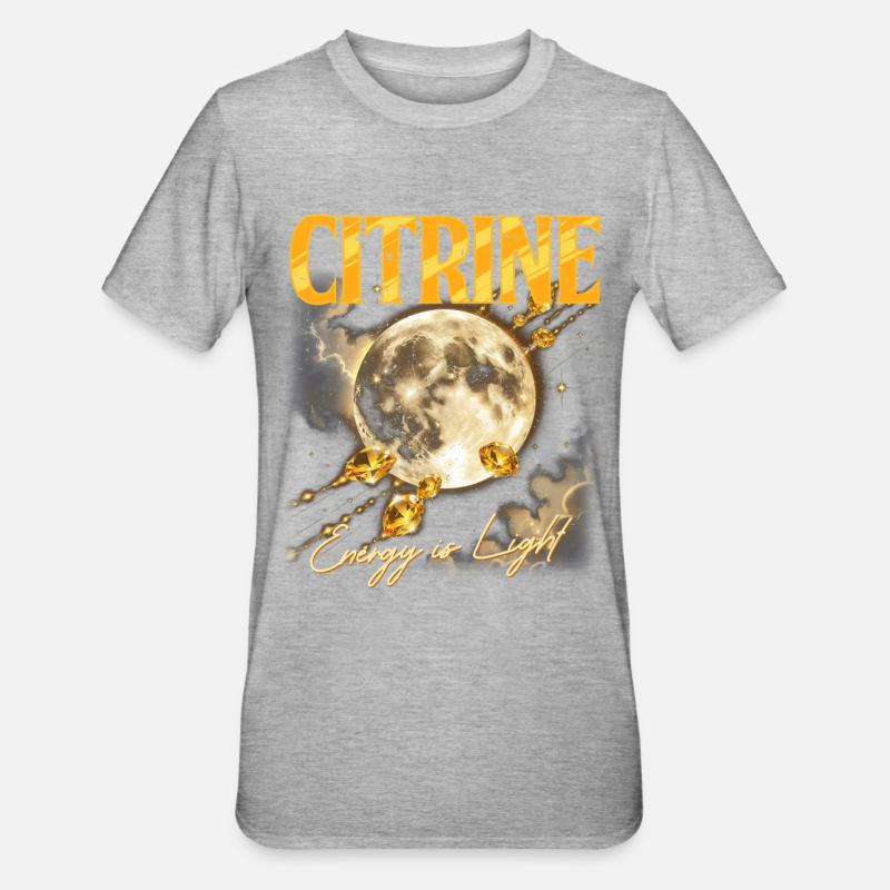 Pierre de naissance Novembre Citrine - T-shirt polycoton Unisexe - gris chiné