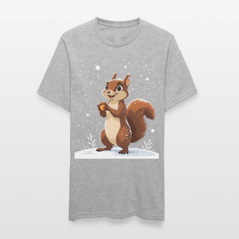 Winterliches Eichhörnchen mit Eichel Unisex Polycotton T-Shirt