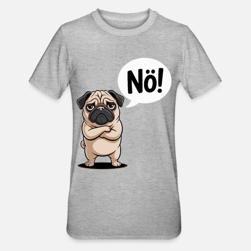 Nope Talking Pug Comic Funny - Unisex Polycotton T-Shirt - heather grey