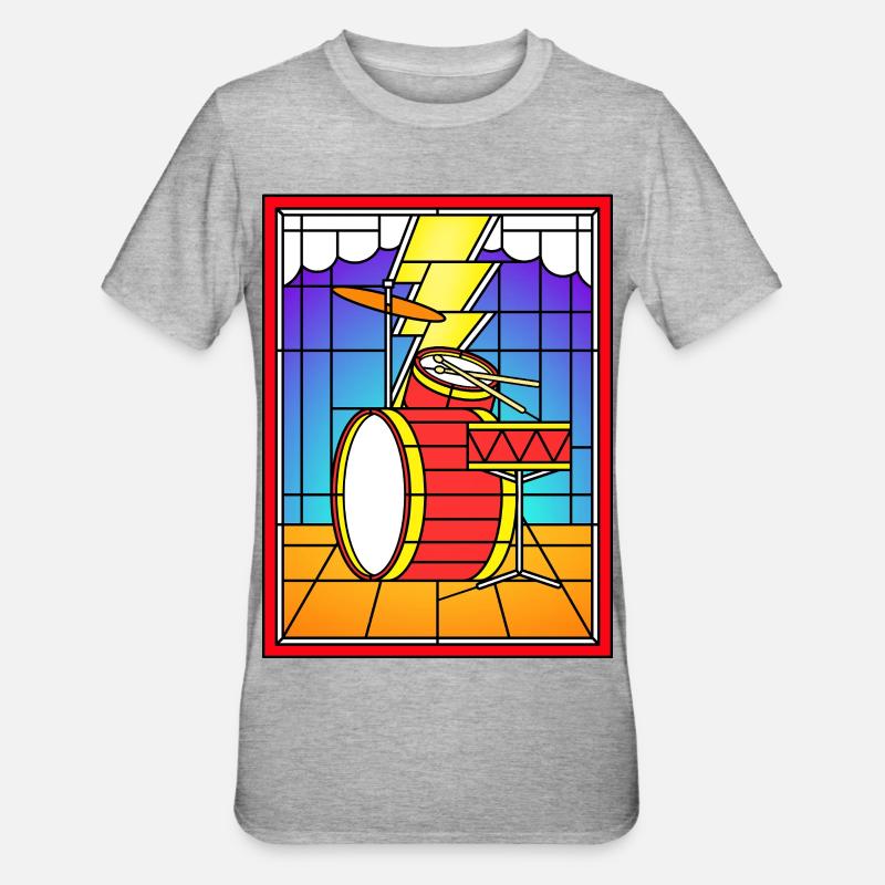 Vitrail Drum Set - T-shirt polycoton Unisexe - gris chiné