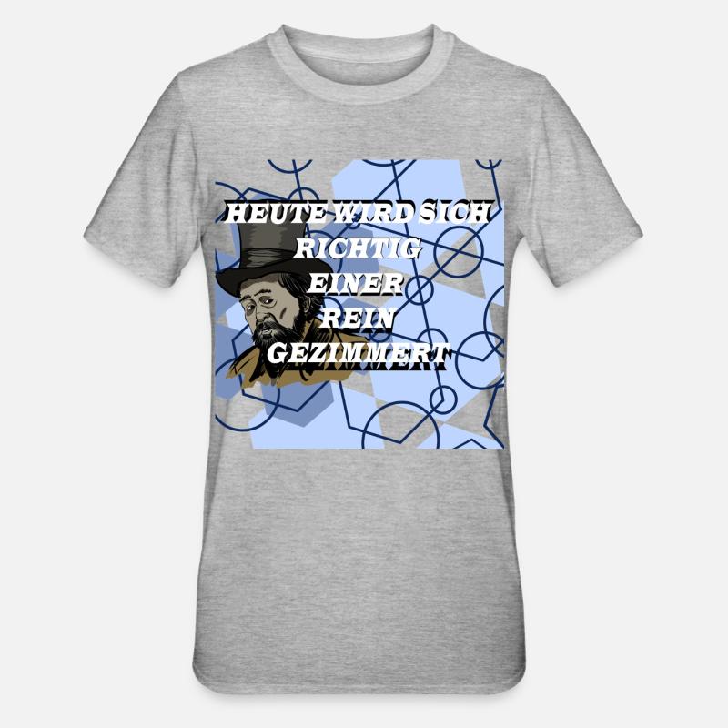 Historical Man in Geometry Pattern - Unisex Polycotton T-Shirt - heather grey