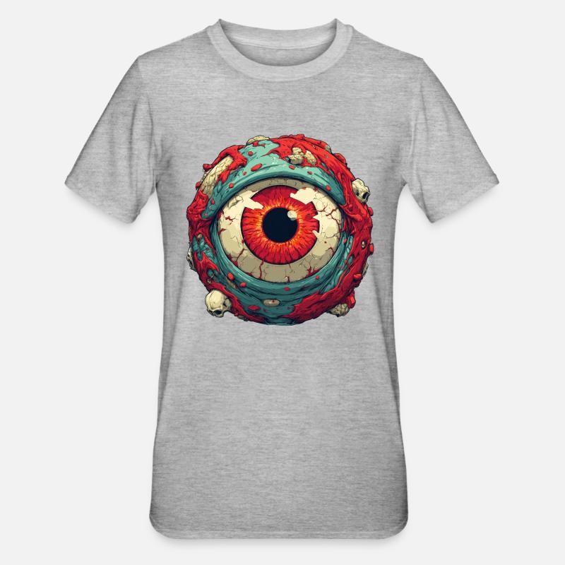 Orbe d’œil cramoisi avec crânes - T-shirt polycoton Unisexe - gris chiné