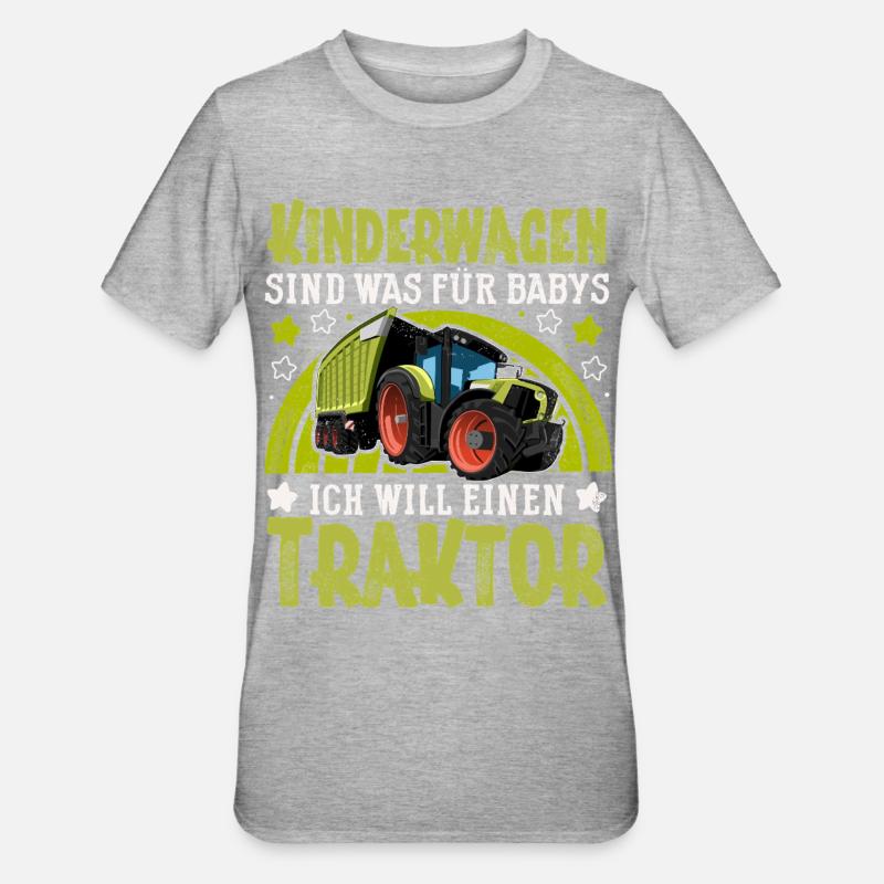 Traktor Kinder Lustiger Spruch - Unisex Polycotton T-Shirt - Grau meliert