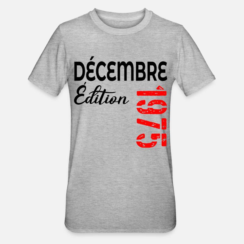 Joyeux 50e anniversaire Décembre 1985 - T-shirt polycoton Unisexe - gris chiné