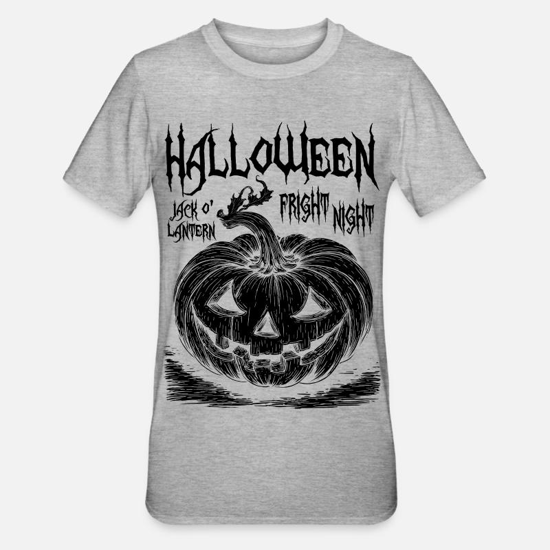 Halloween Jack O’Lantern Noir Design - T-shirt polycoton Unisexe - gris chiné