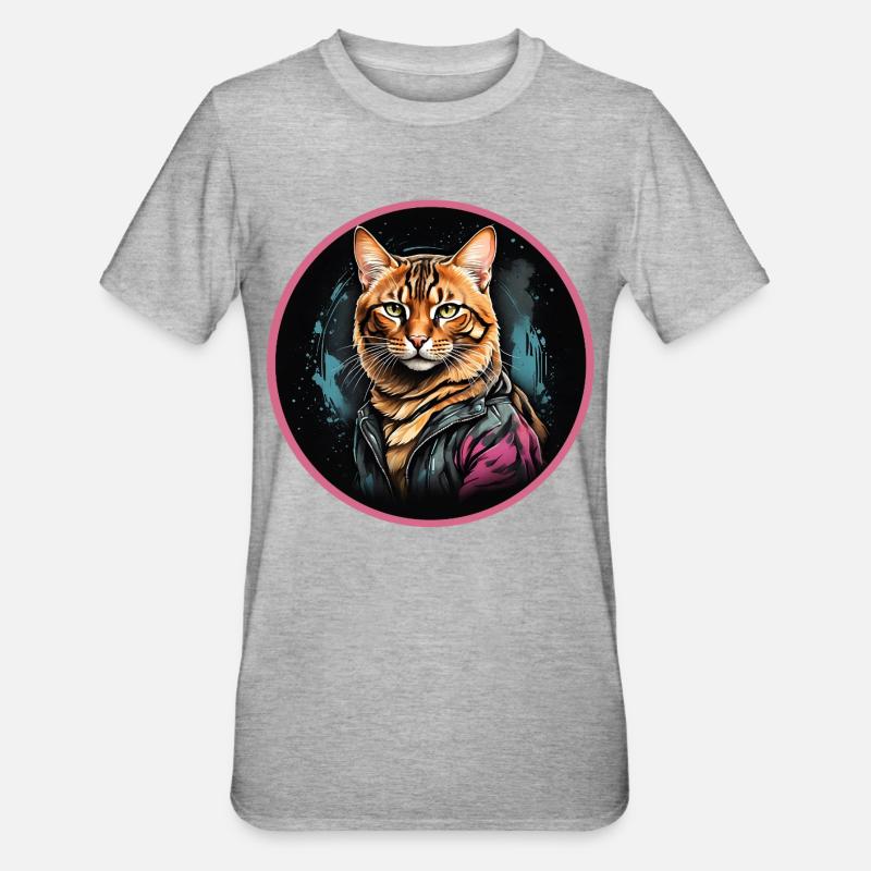 Chat léopard - T-shirt polycoton Unisexe - gris chiné