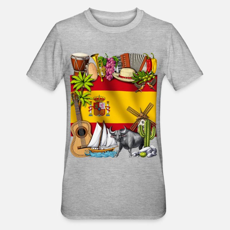 Espagne - T-shirt polycoton Unisexe - gris chiné