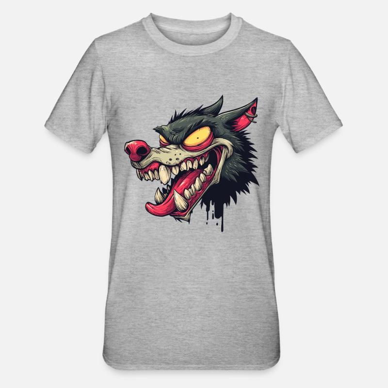Ferocious Graffiti Wolf Head - Unisex Polycotton T-Shirt - heather grey