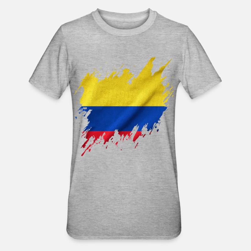 Drapeau de la Colombie, style déchiré - T-shirt polycoton Unisexe - gris chiné