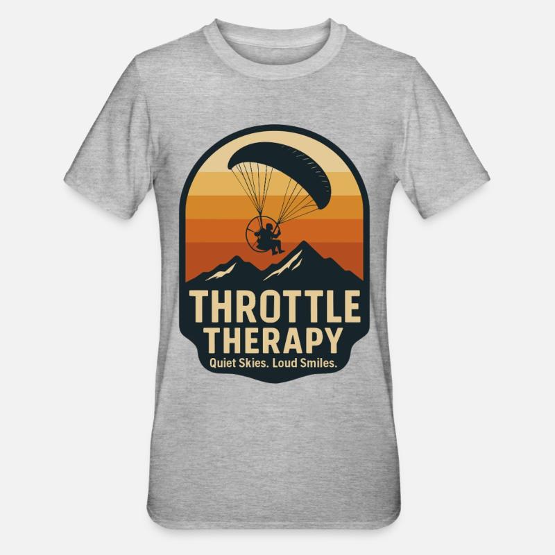 Throttle Therapy Paragliding Abenteuer - Unisex Polycotton T-Shirt - Grau meliert