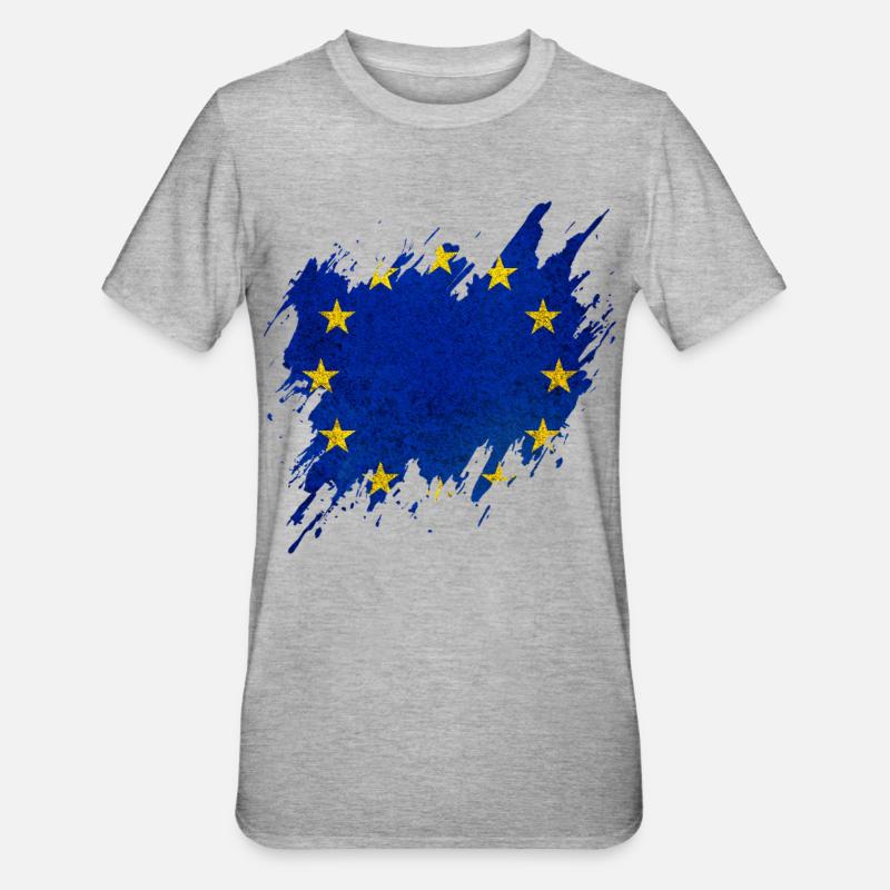 Drapeau de l’Europe, style déchiré - T-shirt polycoton Unisexe - gris chiné