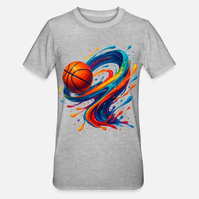 Éclaboussure de basket-ball Vibrant Orbit - T-shirt polycoton Unisexe - gris chiné