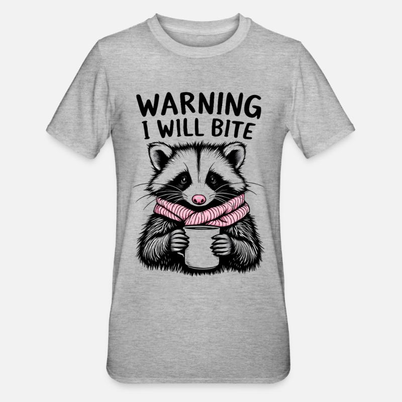 Raton laveur avec écharpe rose - T-shirt polycoton Unisexe - gris chiné