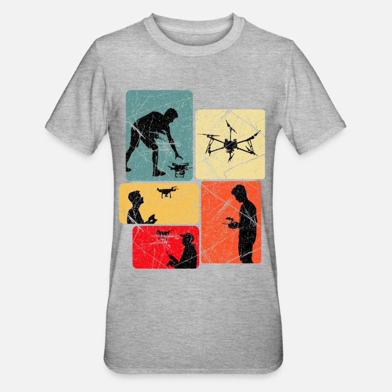 Drones volant dire idée cadeau - T-shirt polycoton Unisexe - gris chiné