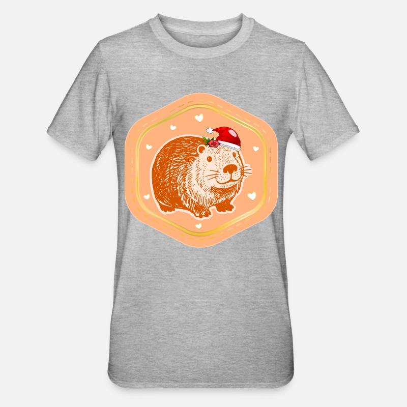 CAPYBARA DE NOËL SAINT-NICOLAS - T-shirt polycoton Unisexe - gris chiné