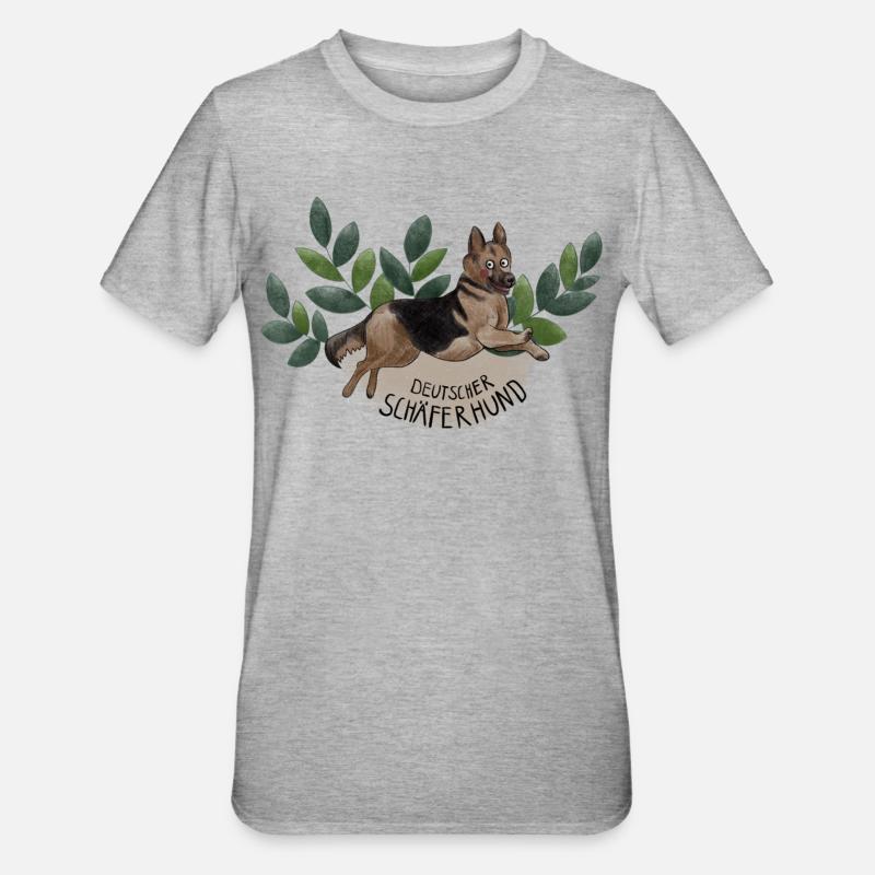 Deutscher Schäferhund Botanika - Unisex Polycotton T-Shirt - Grau meliert