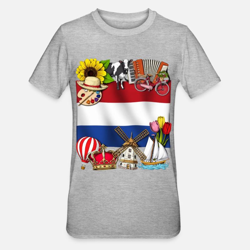 Pays-Bas - T-shirt polycoton Unisexe - gris chiné