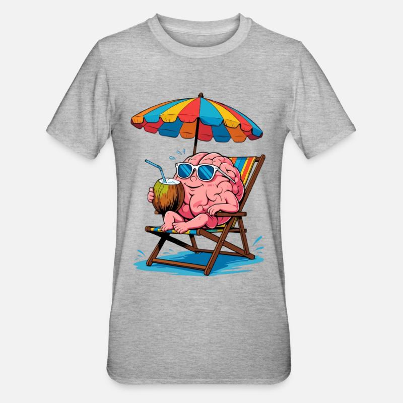 Brain on the beach with cocktail - Unisex Polycotton T-Shirt - heather grey