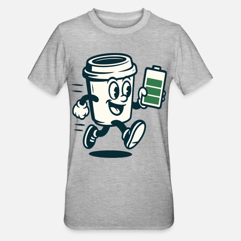 Caffeinated Battery Buddy - Unisex Polycotton T-Shirt - heather grey