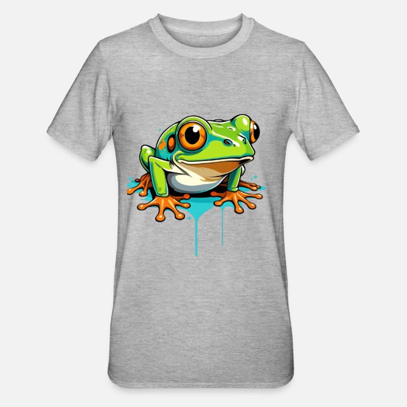 grenouille graffiti néon éclaboussure - T-shirt polycoton Unisexe - gris chiné