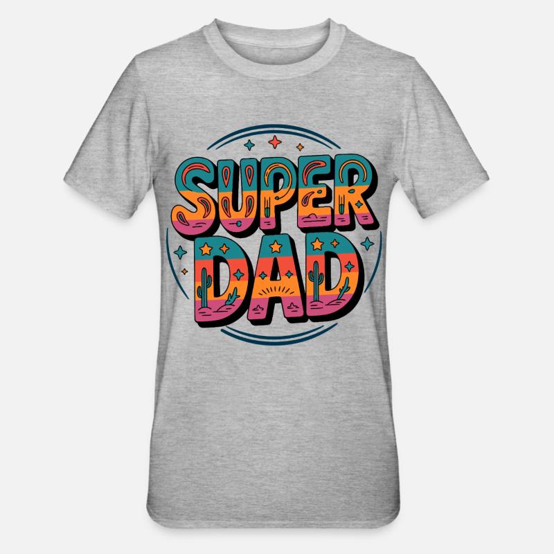 Super Papa Super Dad - T-shirt polycoton Unisexe - gris chiné