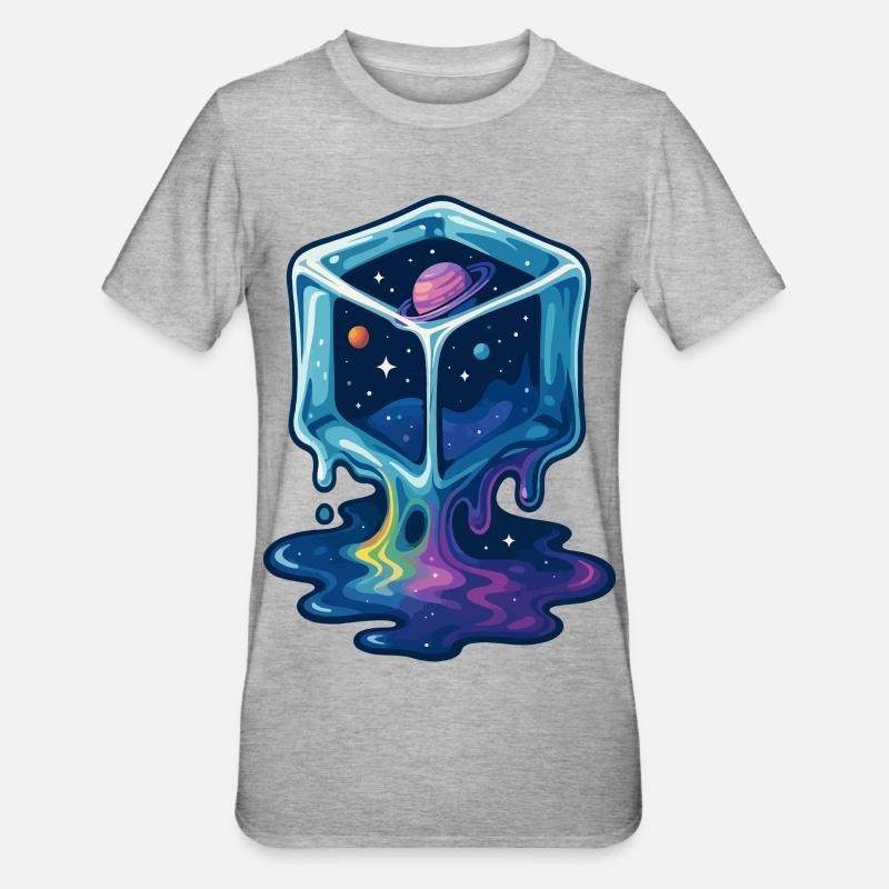 Kosmischer Schmelzwürfel - Unisex Polycotton T-Shirt - Grau meliert